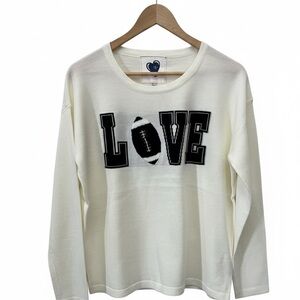 Just Madison Sweater with LOVE Football Design Black and Ivory